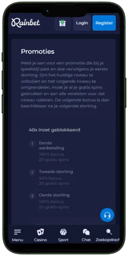 Promotiepagina van RainBet Casino